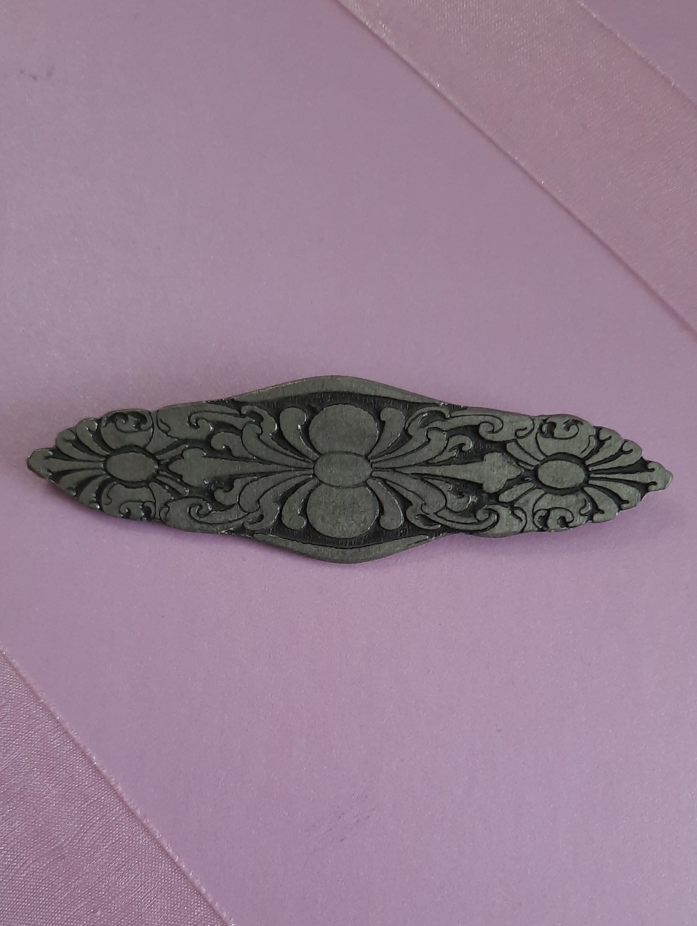 Ornate Floral Metal Brooch